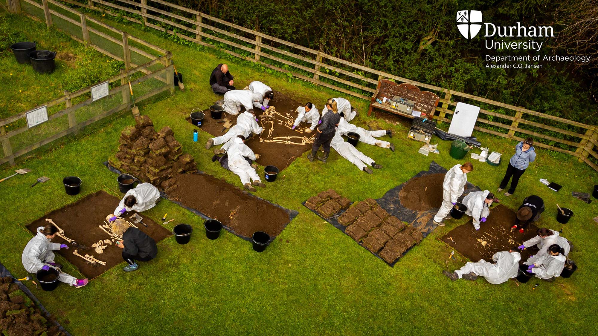 Opgravingen in Durham door de studenten van de master Forensic Archaeology and Anthropology aan de Universiteit van Durham